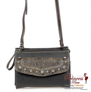 Western Design Inspired Rhinestone And Stud Handbag